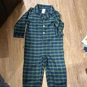 Edgehill Collection Green and Blue Plaid Kids Pajama Set